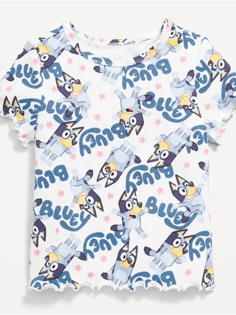 Old Navy White Bluey Print Short Sleeve Tee - White, Blue, Yellow, Pink